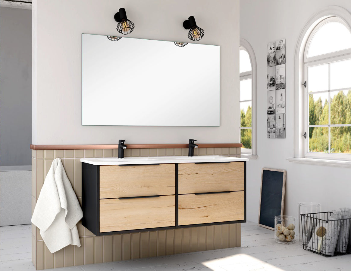 mueble de baño de 120 cm barato negro Bathme Two