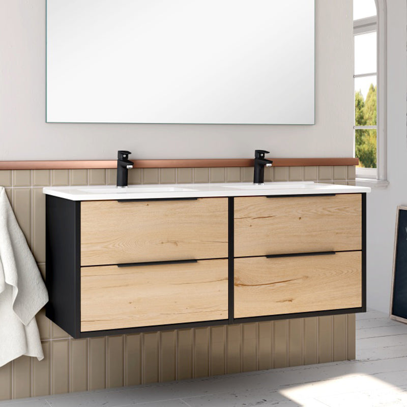 Mueble de baño TWO 120 cm negro con lavabo Bathme