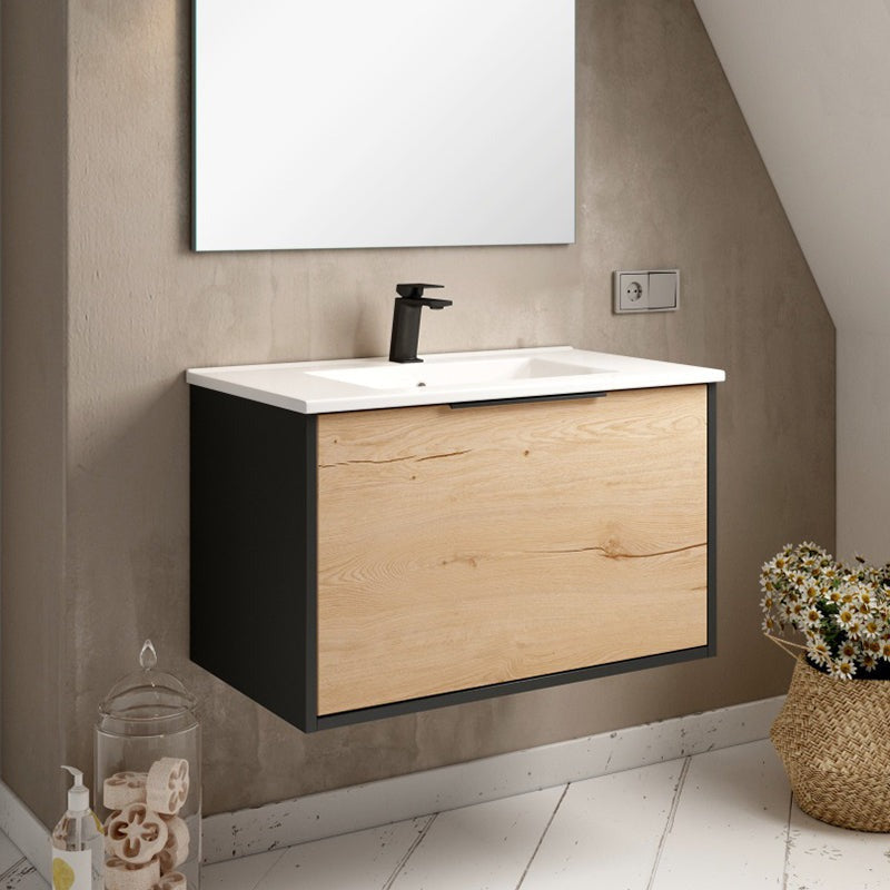 mueble de baño de 80 cm barato negro Bathme One