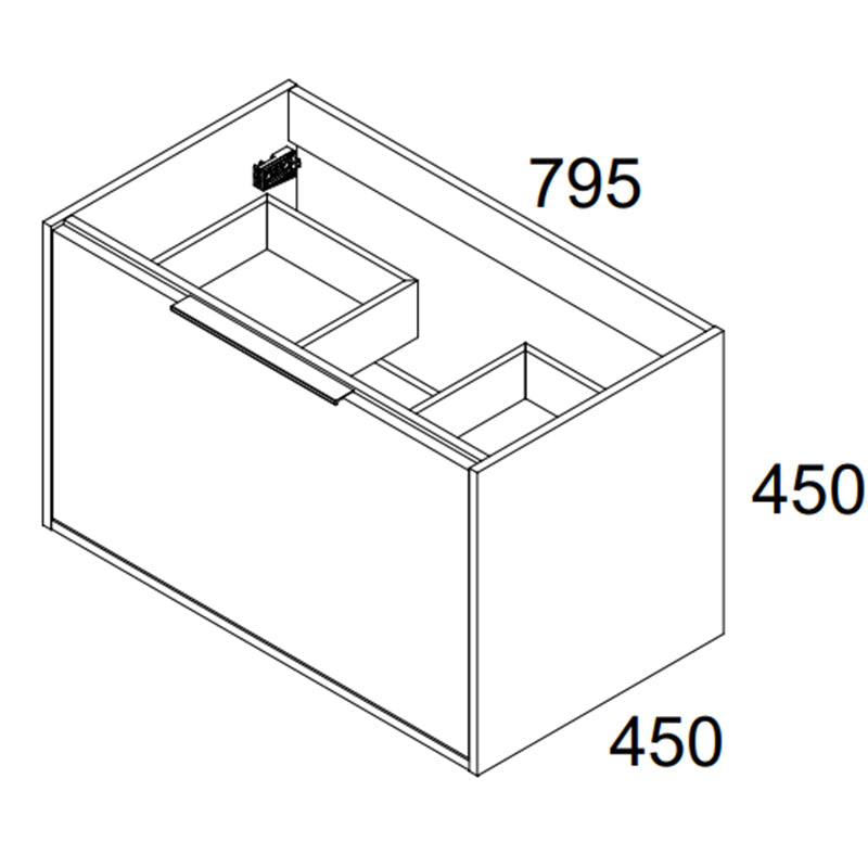 Conjunto Mueble de Baño Completo 80 cm Negro LENNOX suspendido con cajón y lavabo de encimera. Diseño moderno y funcional.