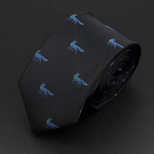Zorros de hielo  ·  corbata negra con zorros azules